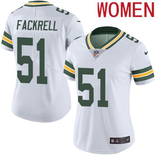 Women Green Bay Packers #51 Kyler Fackrell White Nike Vapor Limited NFL Jersey->women nfl jersey->Women Jersey